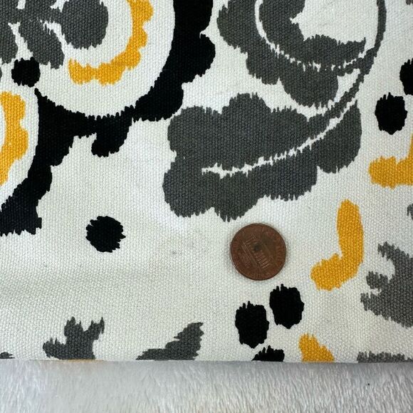 Pure Honey Reversible Canvas Market Tote Black Yellow Swirl Floral To Polka Dots - Picture 10 of 11